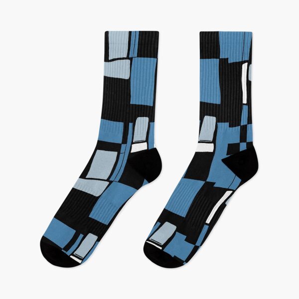 Aperçu de l'œuvre Abstrait bleu noir et blanc mondrian créée et vendue par AxRiiseDesign.