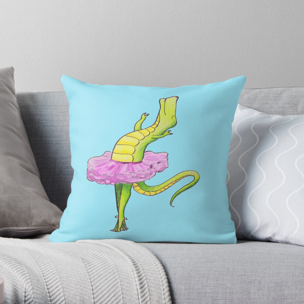 Tyrannosaurus- King of the Ballet Throw Pillow