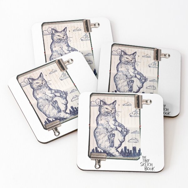 Item preview, FLOATING BLUE CAT HAND DRAWN  designed and sold by tiny-sketchbook.
