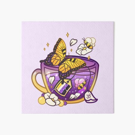Pride Flag Teacup - Butterfly Non-Binary Art Board Print