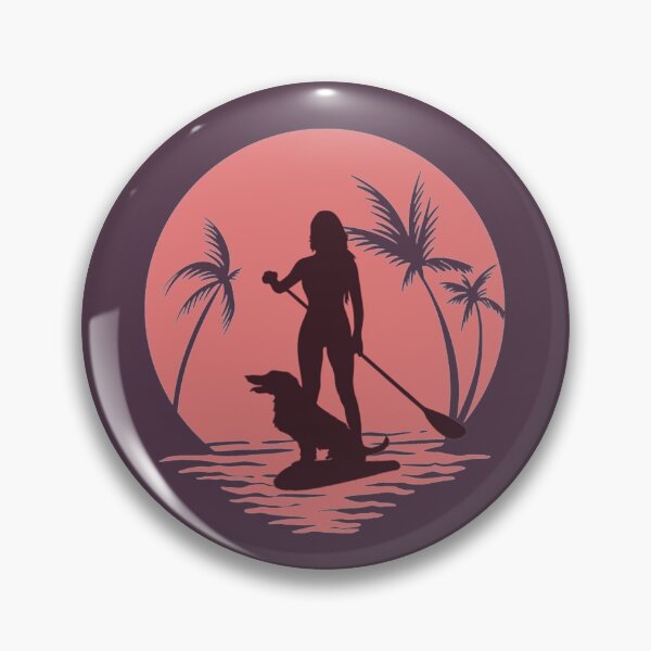 Item preview, Palm Tree Sunset Stand Up Paddle Dog And Girl designed and sold by MrEddie10.