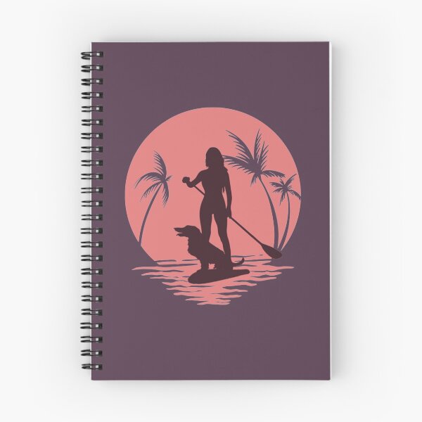 Item preview, Palm Tree Sunset Stand Up Paddle Dog And Girl designed and sold by MrEddie10.