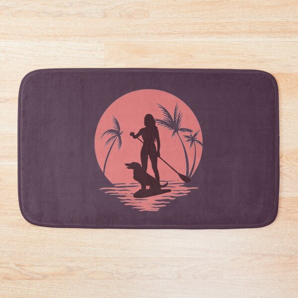 Item preview, Palm Tree Sunset Stand Up Paddle Dog And Girl designed and sold by MrEddie10.