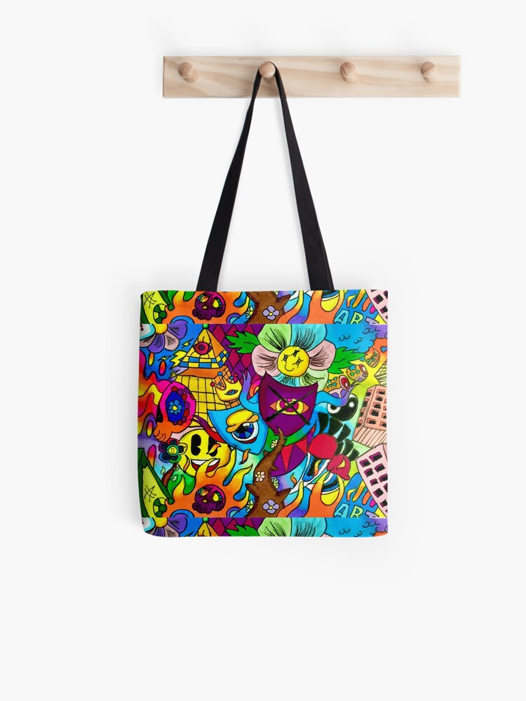 Graffiti Tote Bag Funky Street Art Trippy Reusable Small 