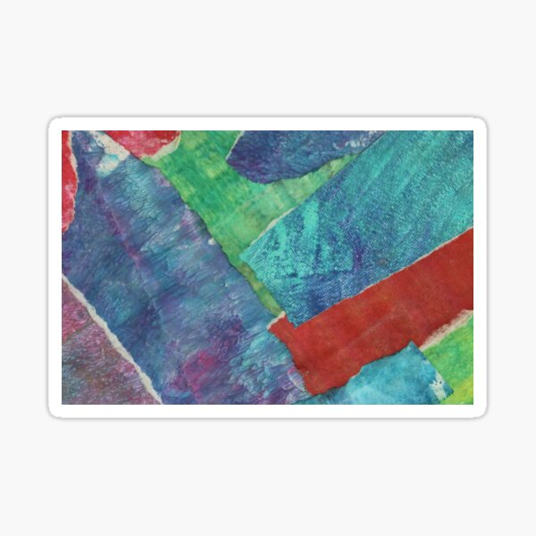 A Collage of Abstract Mono Prints Sticker