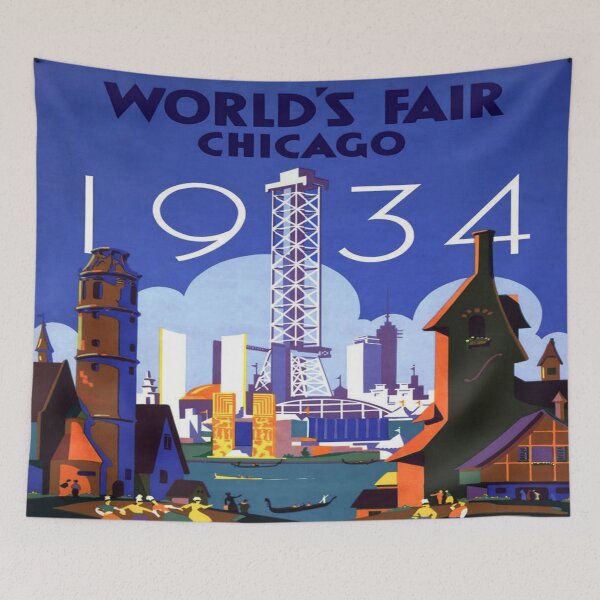 Item preview, Worlds Fair Chicago 1934 - Chicago Worlds Fair Travel Poster Reproduction designed and sold by molamode.