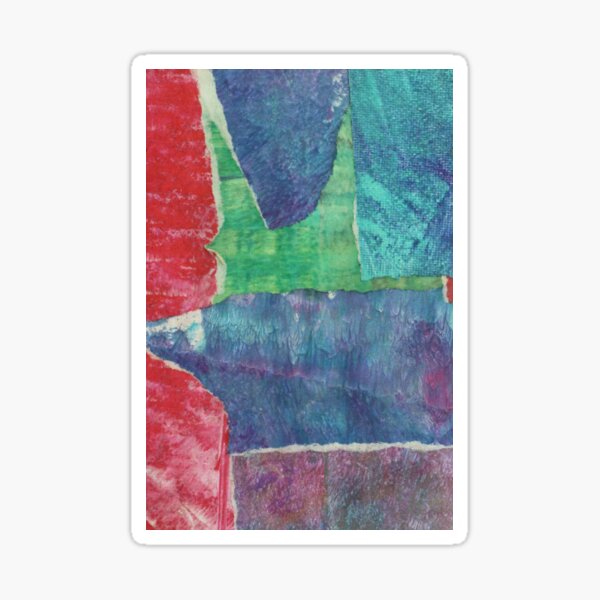 A Collage of Abstract Mono Prints Sticker