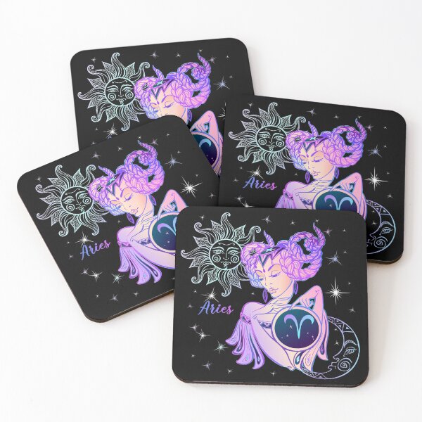 Item preview,  Aries Zodiac Neon Lady With Sun and Crescent Moon designed and sold by Trinket-Trickster.