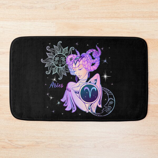 Item preview,  Aries Zodiac Neon Lady With Sun and Crescent Moon designed and sold by Trinket-Trickster.