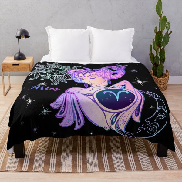 Item preview,  Aries Zodiac Neon Lady With Sun and Crescent Moon designed and sold by Trinket-Trickster.