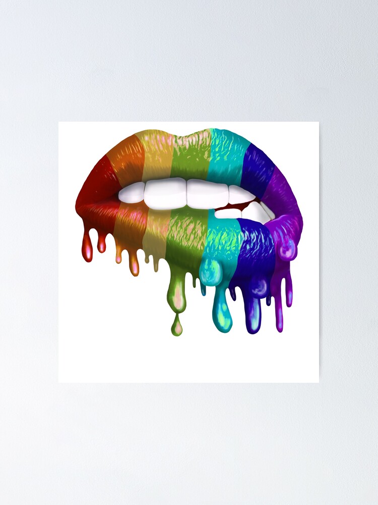  TRENDY BITING RAINBOW LIPS T-Shirt : Clothing, Shoes