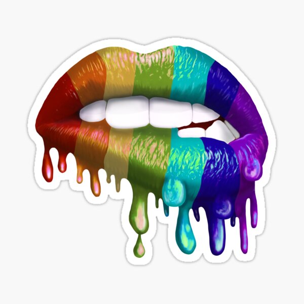 Rainbow Glitter Drip Lips SVG