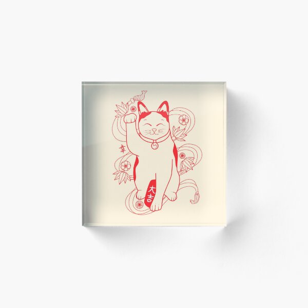 Item preview, Lucky Cat - Maneki Neko red designed and sold by ErikartStudio.