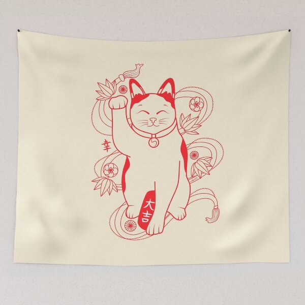 Artikelvorschau, Lucky Cat - Maneki Neko rot entworfen und verkauft von ErikartStudio.