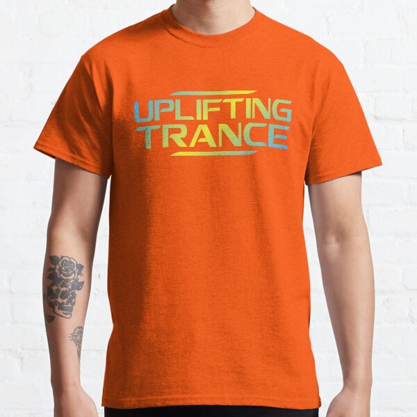 Futuristic Uplifting Trance Aesthetic Blue and Yellow Classic T-Shirt