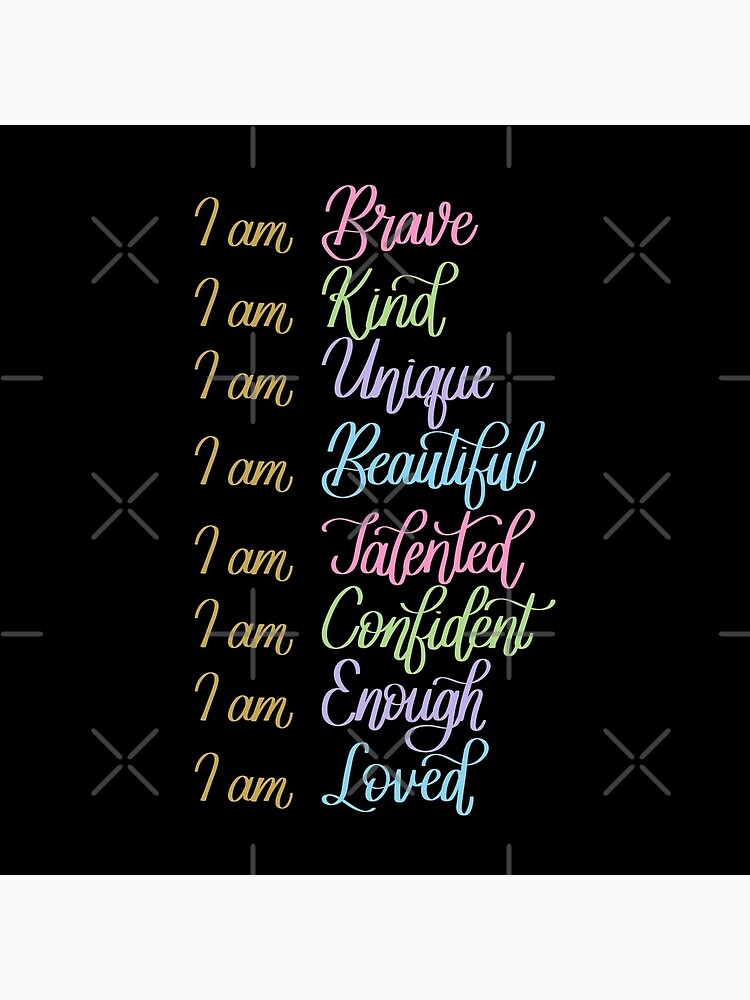 Self Love Daily Affirmations in Black - Positive Affirmations - Sticker