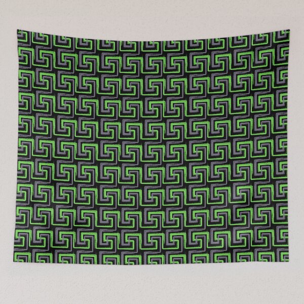 Item preview, Green and Black Geometric Pattern, Lines and Squares designed and sold by Kendall Anderson.