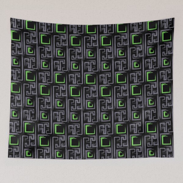 Item preview, Green and Black Geometric Pattern, Lines and Repeating Squares designed and sold by Kendall Anderson.