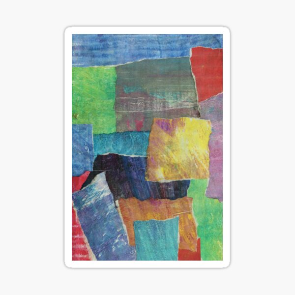 A Collage of Abstract Mono Prints Sticker