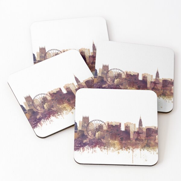 Item preview, Nottingham Skyline Watercolor Orange Purple by Zouzounio Art designed and sold by zouzounioart.