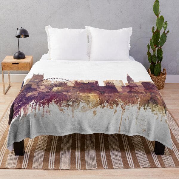 Item preview, Nottingham Skyline Watercolor Orange Purple by Zouzounio Art designed and sold by zouzounioart.