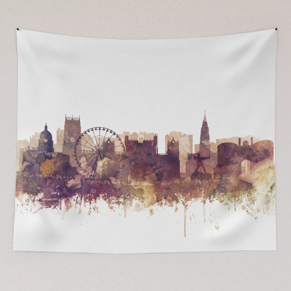 Item preview, Nottingham Skyline Watercolor Orange Purple by Zouzounio Art designed and sold by zouzounioart.