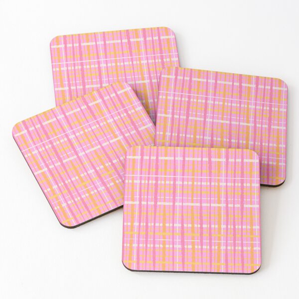 Item preview, Retro Picnic Plaid Striped Watercolour Pattern in Spring Pink and Yellow designed and sold by kierkegaard.