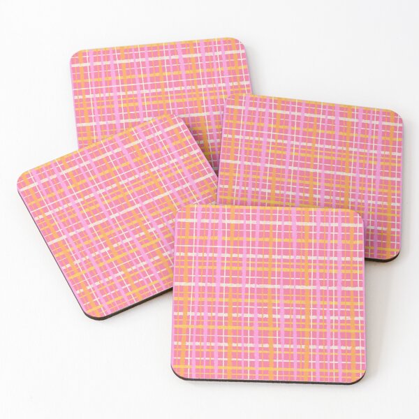 Item preview, Retro Picnic Plaid Striped Watercolour Pattern in Bright Pink and Yellow designed and sold by kierkegaard.