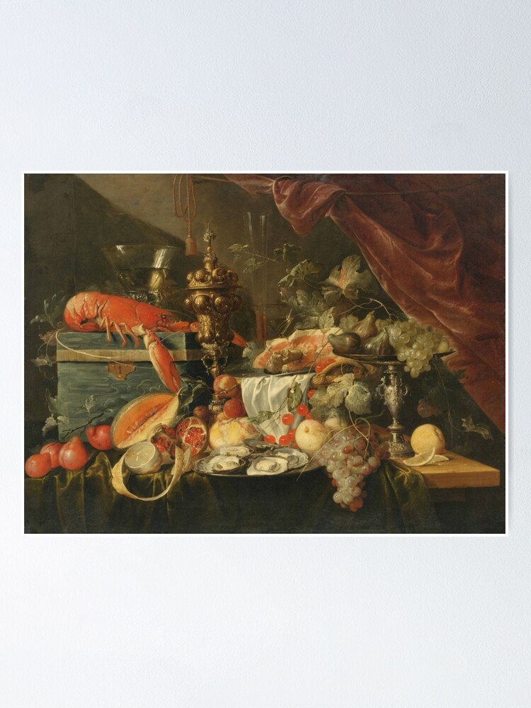 Jan Davidsz De Heem Still Life With Fruit And Lobster Poster By Devinedesignz Redbubble