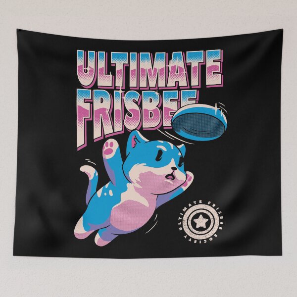 Item preview, Ultimate Frisbee Cat - Retro Frisbee cat Bid Bidginity | Diving for the disc | Perfect Gift for the Pro Ultimate Frisbee Player Professional Merch Pet Mat Bandana designed and sold by Any Color Designs.