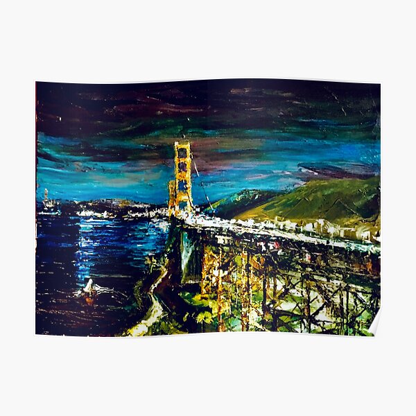 Golden Gate Bridge after dark Poster