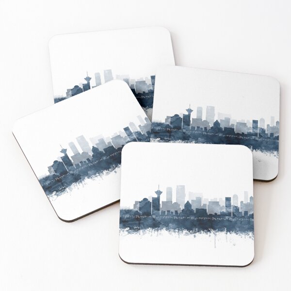 Item preview, Vancouver Skyline Watercolor Navy Blue by Zouzounio Art designed and sold by zouzounioart.