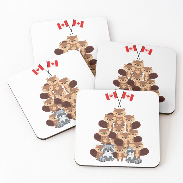 Item preview, Canadian Beavers in a pyramid holding two Canadian flags designed and sold by 3TFashion.