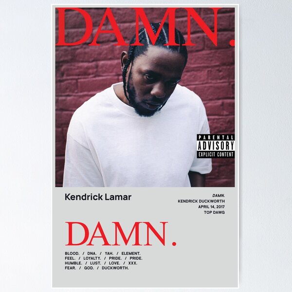 Kendrick Lamar - Damn. Tracklist Poster