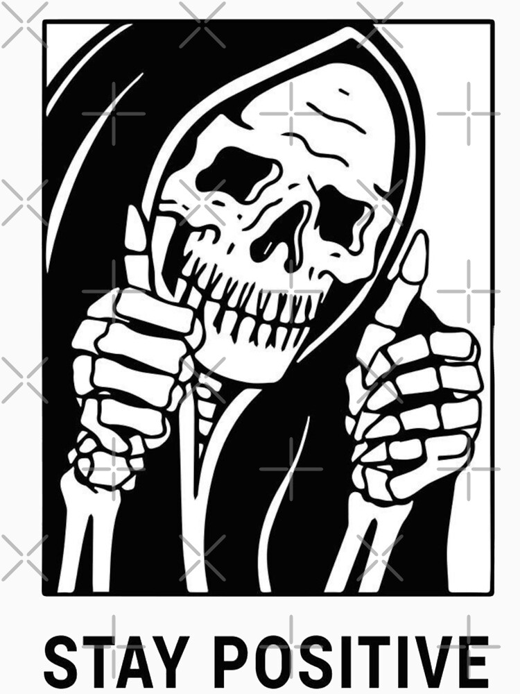 Thumbnail 3 von 3, Baseballshirt mit 3/4-Arm, Bleiben Sie positiv, Reaper, wasserdichter Aufkleber, Hydroflasche designt und verkauft von Wiseth-.