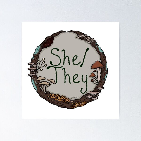 Item preview, She/They Mushroom Pronoun Wreath designed and sold by ThePinkRat.