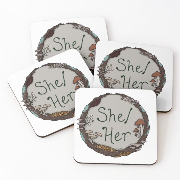 Item preview, She/Her Mushroom Pronoun Wreath designed and sold by ThePinkRat.