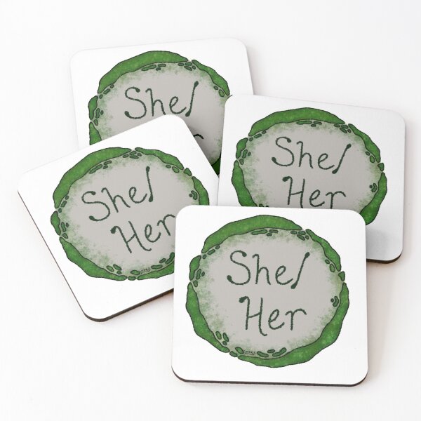 Item preview, She/Her Moss Pronoun Wreath designed and sold by ThePinkRat.