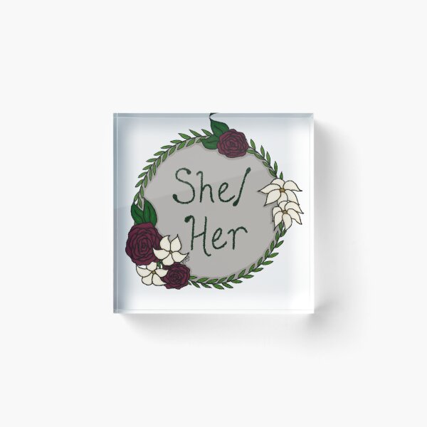 Item preview, She/Her Floral Pronoun Wreath designed and sold by ThePinkRat.