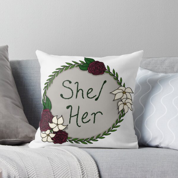 Item preview, She/Her Floral Pronoun Wreath designed and sold by ThePinkRat.
