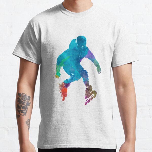Man roller skater inline in watercolor Classic T-Shirt