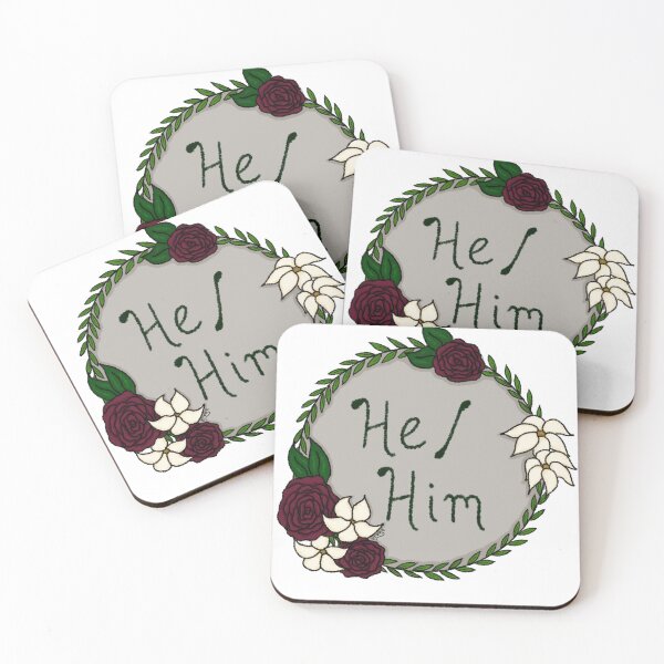 Item preview, He/Him Flower Pronoun Wreath designed and sold by ThePinkRat.
