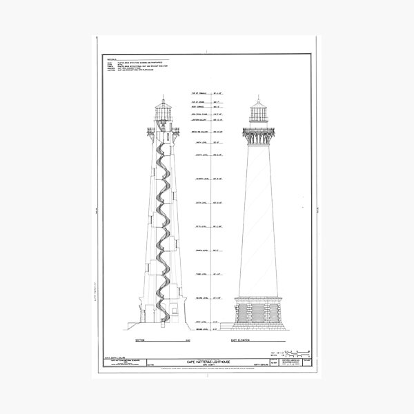Item preview, Vintage Cape Hatteras Lighthouse Blueprint designed and sold by BravuraMedia.