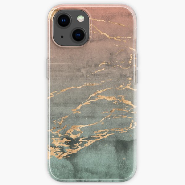 Marble gold coral mint gradient phone cover iPhone Soft Case