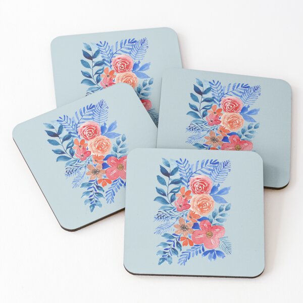 Item preview, Loose flowers with blue leaves designed and sold by JadeWuArt.