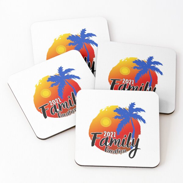 Item preview, Family Vacation 2021 Red and Yellow Beach Sunset and Coconut Tree designed and sold by MyPrintCharming.
