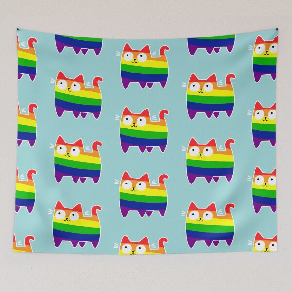 Item preview, Pride Cat (white outline) designed and sold by SamHoweMeow.