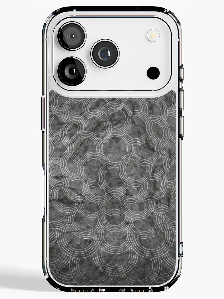 Thumbnail 1 of 5, iPhone Case, Grey Radiating Circle Pattern designed and sold by TeaToucan.