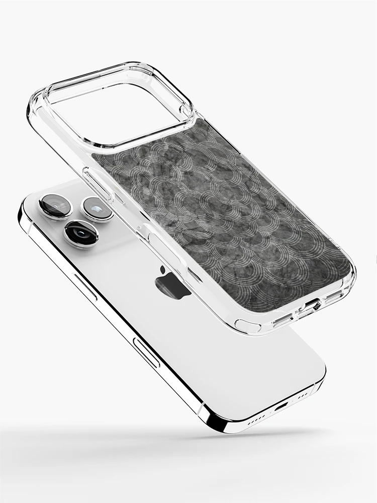 Thumbnail 2 of 5, iPhone Case, Grey Radiating Circle Pattern designed and sold by TeaToucan.