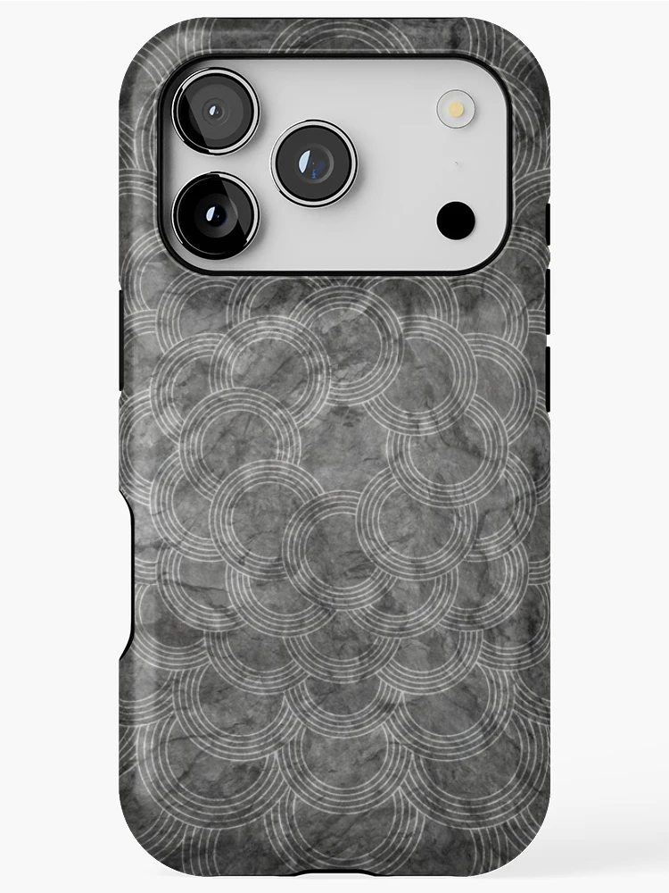 Thumbnail 1 of 4, iPhone Case, Grey Radiating Circle Pattern designed and sold by TeaToucan.